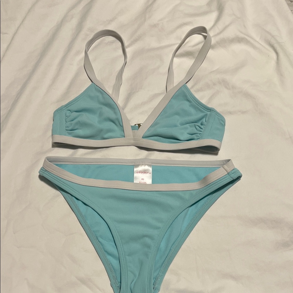 Xhilaration Blue and Gray Bikini Set Classic Swimwear